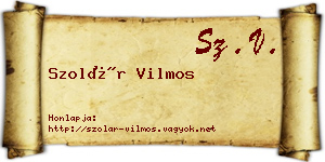 Szolár Vilmos névjegykártya