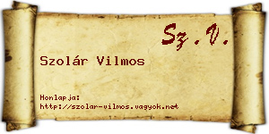Szolár Vilmos névjegykártya